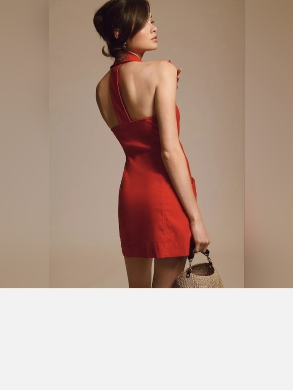Maeve Red Button-Front Collared Halter Mini Dress - Picture 4 of 9